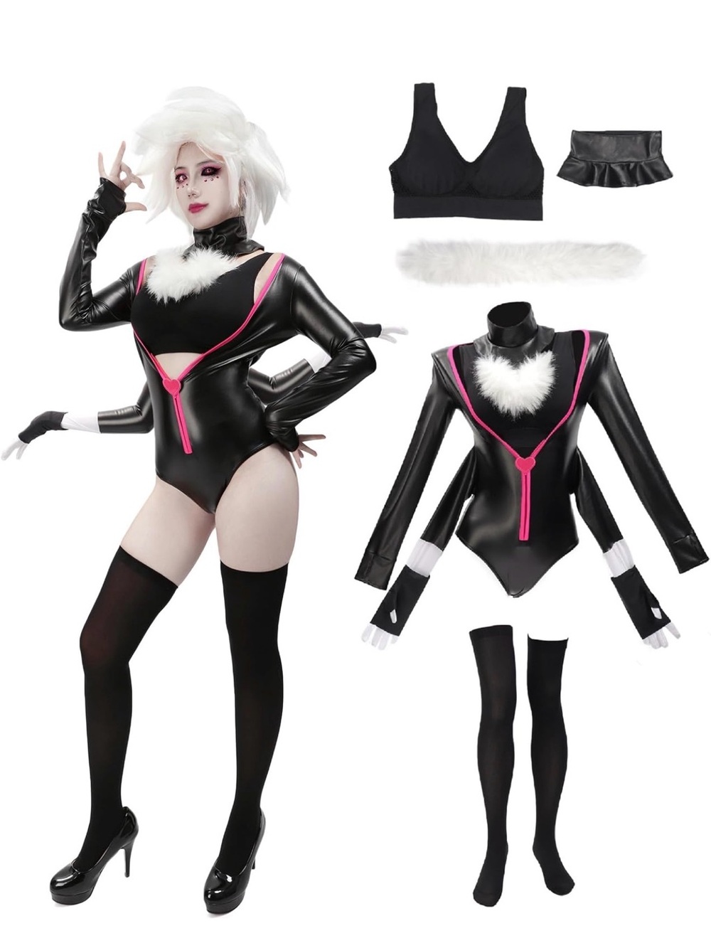 Cosplay Bodysuit Black jumpsuit Full Set Outfits with socks